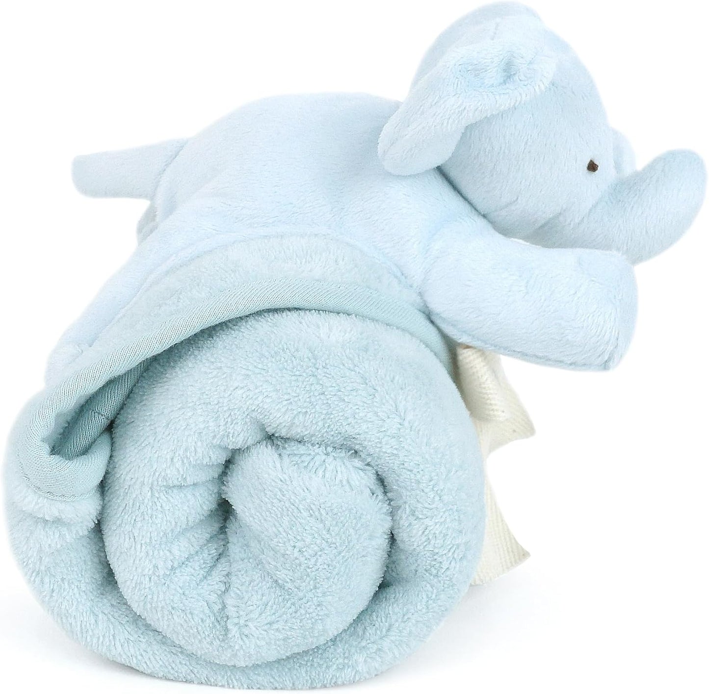 MON AMI Blanket with Attached Elephant Stuffed Toy – 29X29”, Lightweight Nursery & Stroller Blanket for Baby Boys and Girls