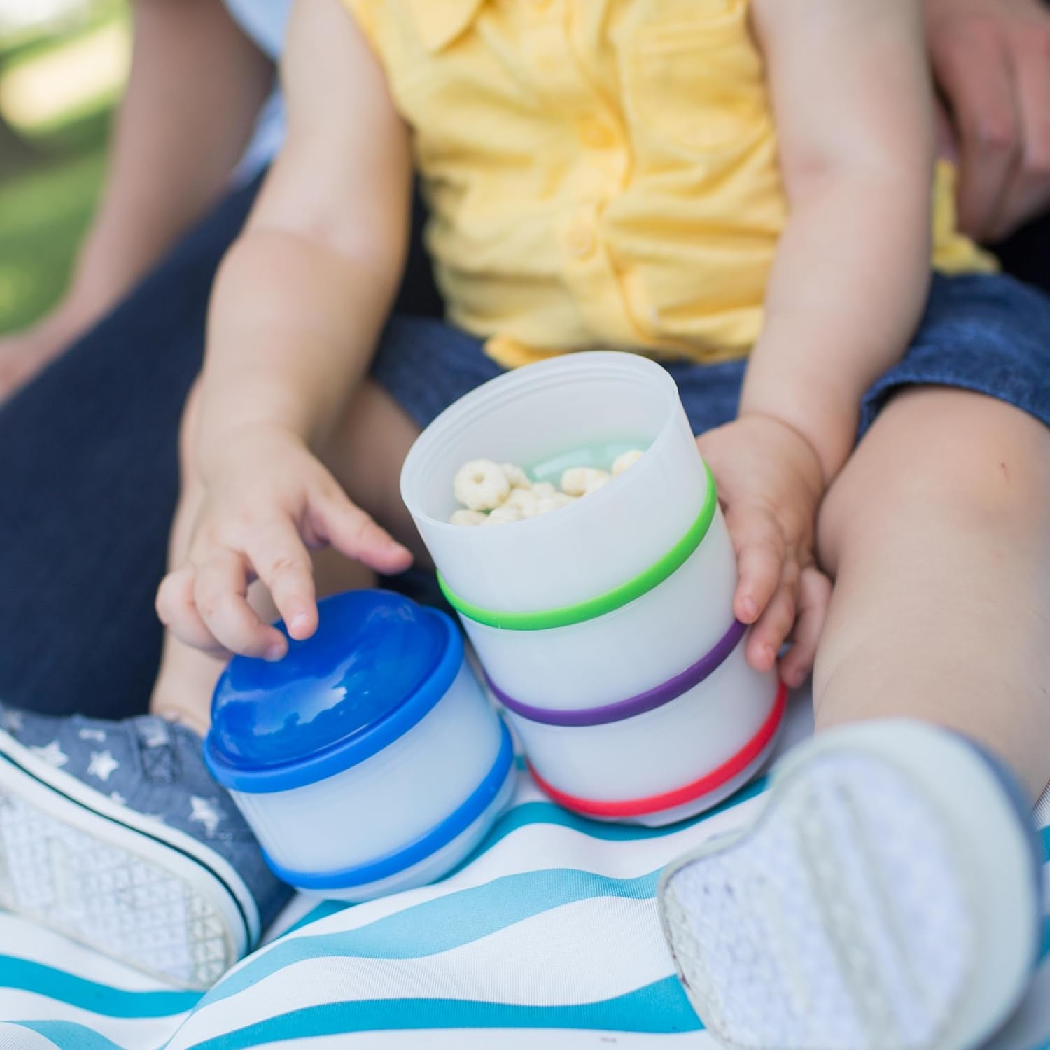 Dr. Brown'S Stackable Snack-A-Pillar Snack and Dipping Cups for Toddlers and Baby Food Storage Containers, BPA Free - 4-Pack