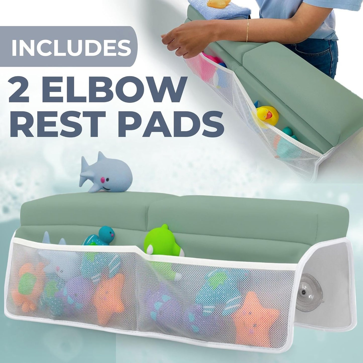 Bath Kneeler & Elbow Rest Pad Set (Green) & Foam Ball Pit Grey Bundle