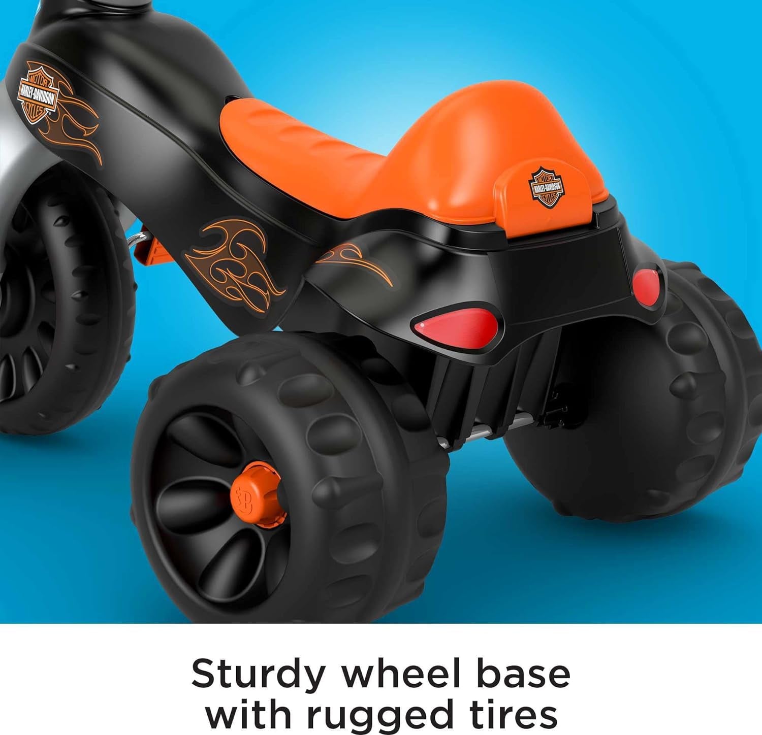 Fisher-Price Harley-Davidson Toddler Tricycle Tough Trike Toy Bike with Handlebar Grips & Storage for Preschool Kids Ages 2+ Years​ (Amazon Exclusive)