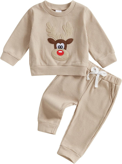 Toddler Baby Boy Girl Christmas Outfits Truck Tree Print Long Sleeve Sweatshirts Pants Fall Infant 2Pcs Clothes