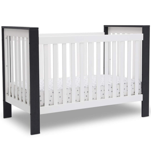 Delta Children Miles 4-In-1 Convertible Crib, Bianca White/Textured Midnight Grey