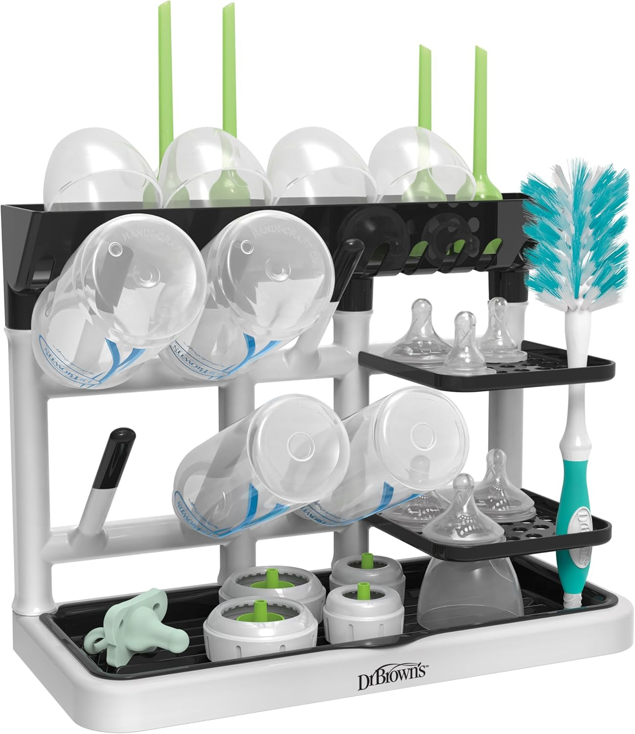 Dr. Brown'S Drying Tower, Stand-Up Drying Rack, Countertop Baby Bottle Drying with Organized Storage for Baby Essentials, Space Saving Vertical Rack