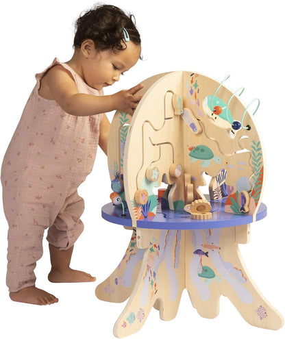 Manhattan Toy Deep Sea Adventure Wooden Toddler Activity Center with Clacking Clams, Spinning Gears, Gliders and Bead Runs