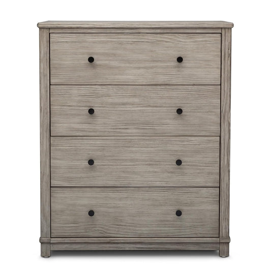 Simmons Kids Monterey 4 Drawer Chest with Interlocking Drawers, Rustic White