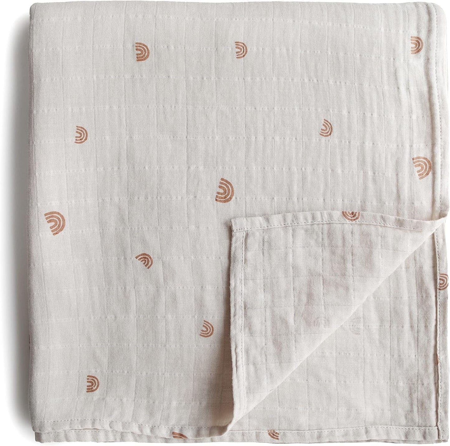 Mushie Muslin Baby Swaddle Blanket | 100% Organic Cotton (Rainbows)