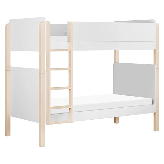 Babyletto Tiptoe Bunk Bed in White and Washed Natural