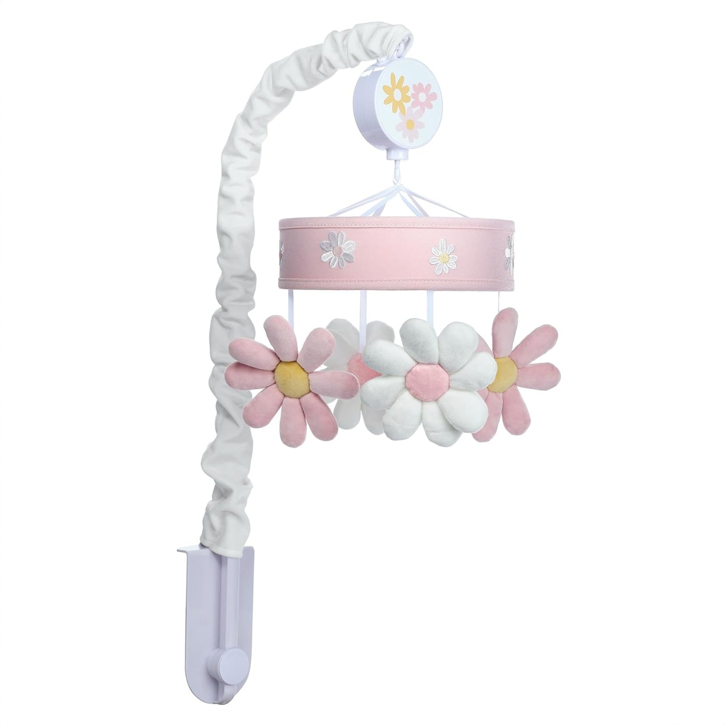 Lambs & Ivy Daisy Dreams Pink/White Musical Baby Crib Mobile Soother Toy