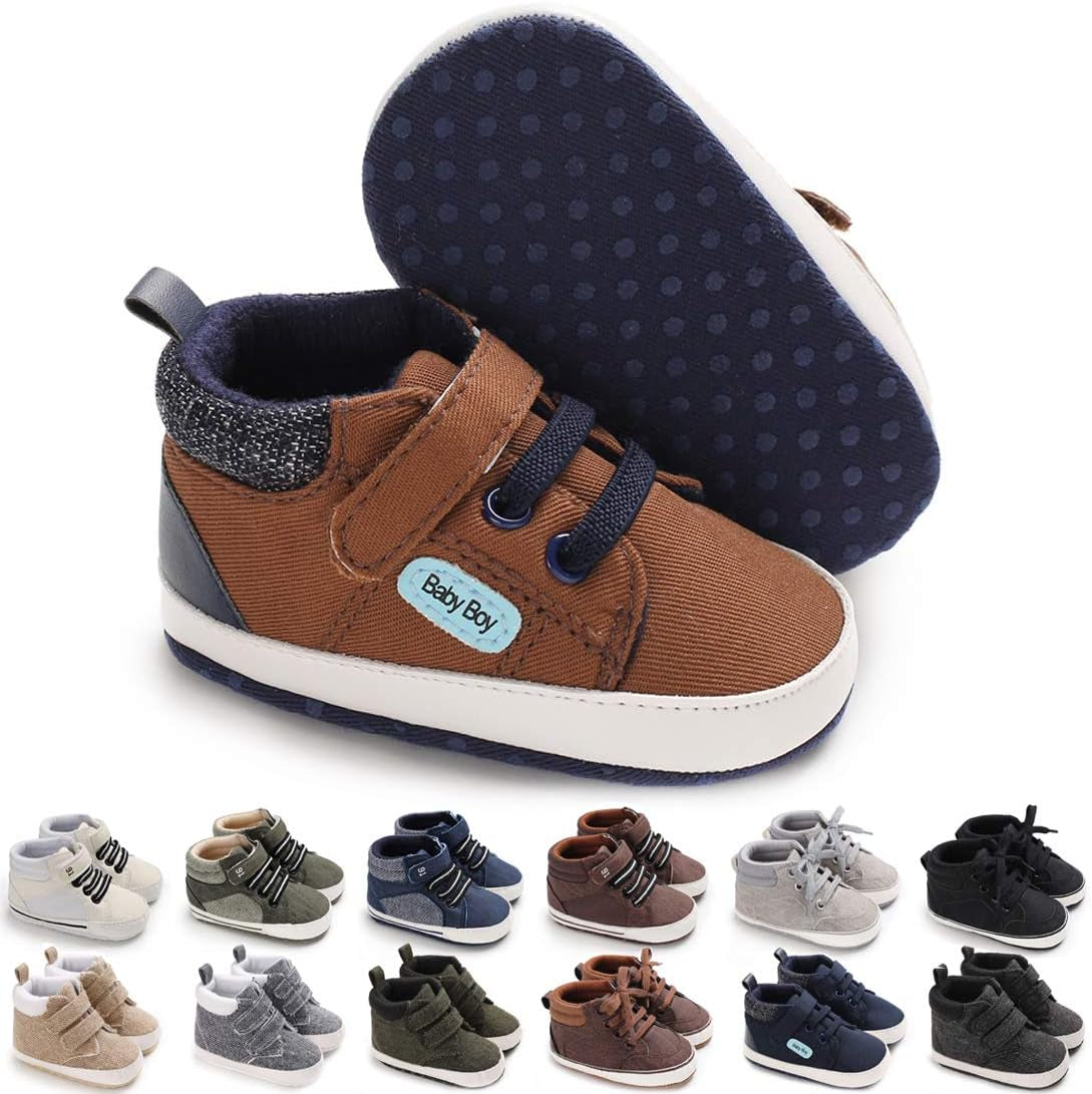 CENCIRILY Baby Boys Girls High Top Sneakers Soft Soles anti Skid Infant Ankle Shoes Toddler Prewalker First Walking Crib Shoes