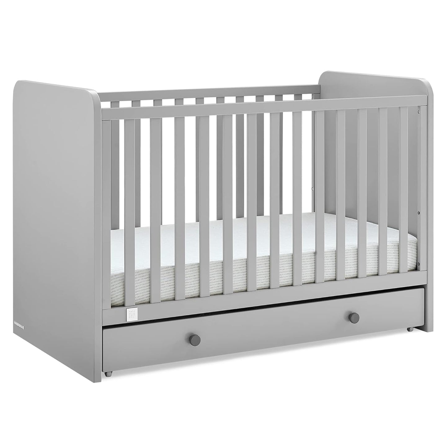 GAP Babygap Graham 4-In-1 Convertible Crib with Storage Drawer - Greenguard Gold Certified, Grey/Dark Grey