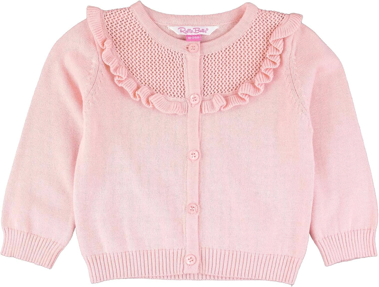 Rufflebutts® Baby/Toddler Girls Ruffled Long Sleeve Cardigan Button-Up Sweater