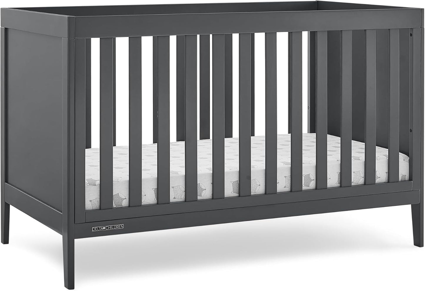 Delta Children Hayes 4-In-1 Convertible Crib - Greenguard Gold Certified, Charcoal Grey