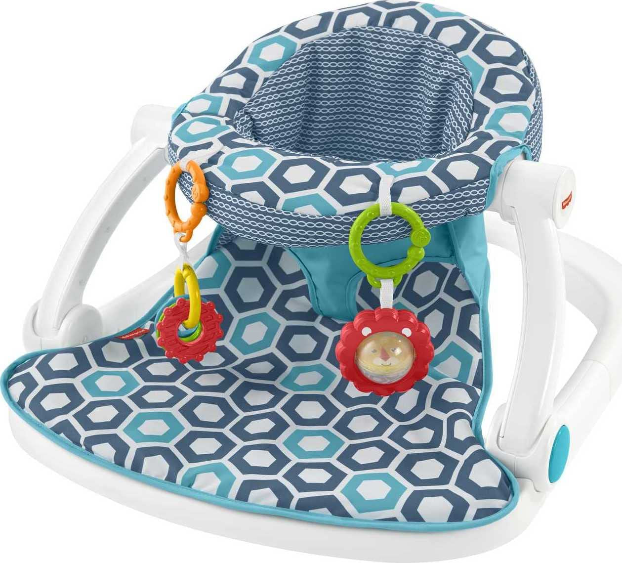 Fisher-Price Portable Baby Chair Sit-Me-Up Floor Seat with Developmental Toys & Machine Washable Seat Pad, Rainbow Sprinkles