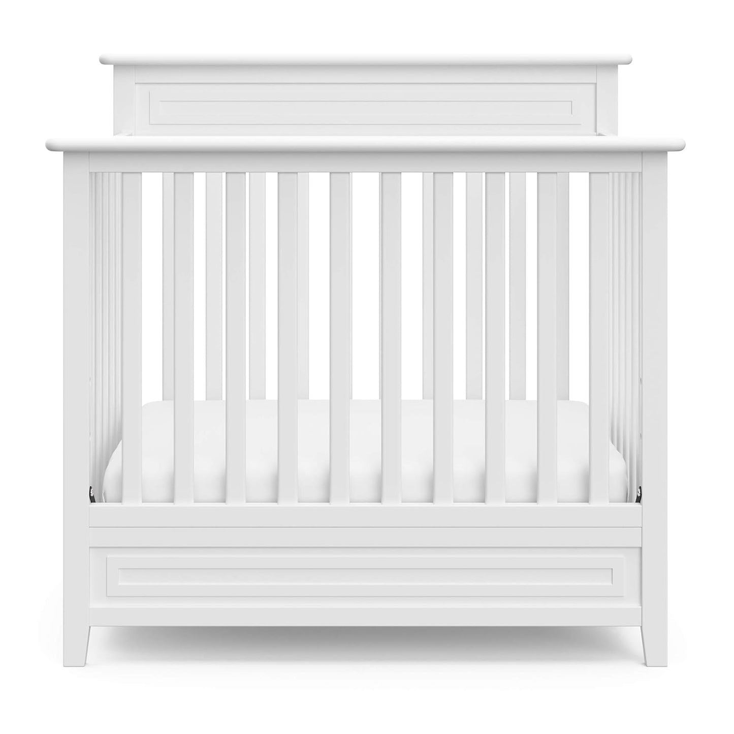 Storkcraft Petal 4-In-1 Convertible Mini Crib (White) – GREENGUARD Gold Certified, Converts to Daybed and Twin-Size Bed, Includes Bonus 2.75-Inch Mini Crib Mattress, Mini Crib with Mattress Included