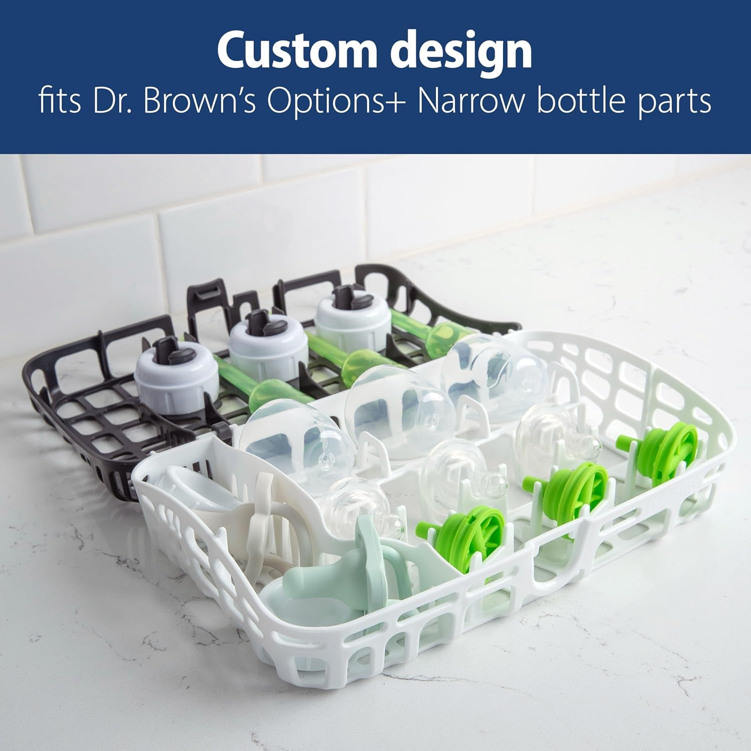 Dr. Brown'S Dishwasher Basket for Small Baby Bottle Parts, Pacifiers, and Accessories, Clean, Store and Organize Newborn Essentials, BPA Free, Black