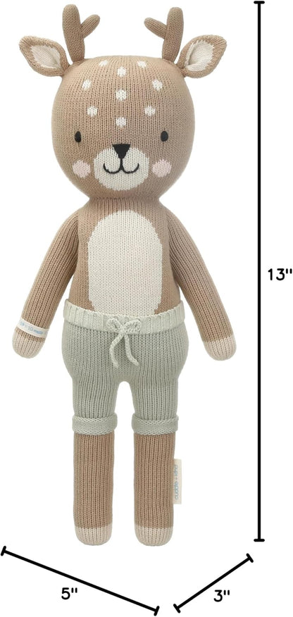 Cuddle + Kind Elliott the Fawn Little 13" Hand-Knit Doll – 1 Doll = 10 Meals, Fair Trade, Heirloom Quality, Handcrafted in Peru, 100% Cotton Yarn