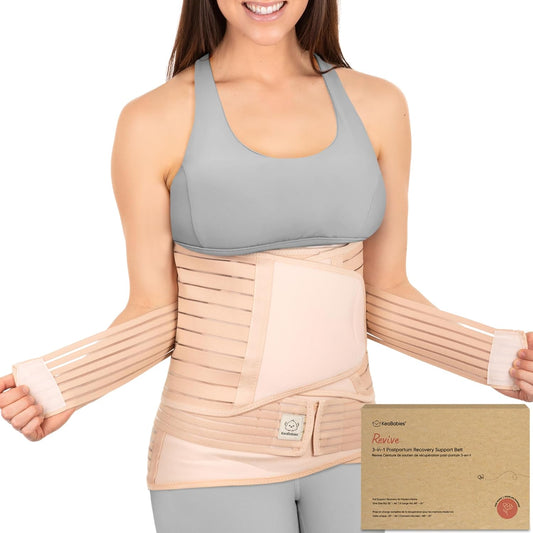 3 in 1 Postpartum Belly Support Recovery Wrap - Postpartum Belly Band, after Birth Brace, Slimming Girdles, Body Shaper Waist Shapewear, Post Surgery Pregnancy Belly Support Band (Classic Ivory, M/L)