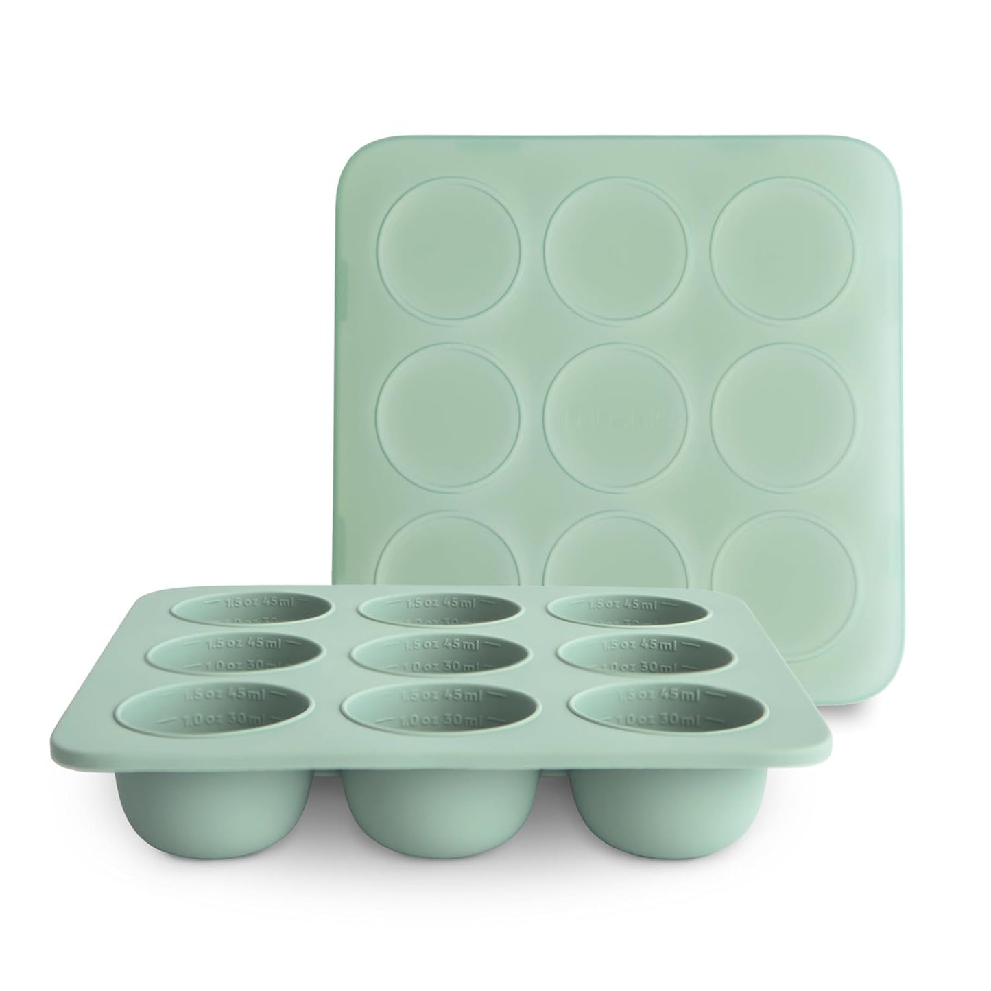 Mushie Silicone Baby Food Freezer Tray with Lid | 9 Cups X 1.5Oz | BPA Free Storage Container (Cambridge Blue)