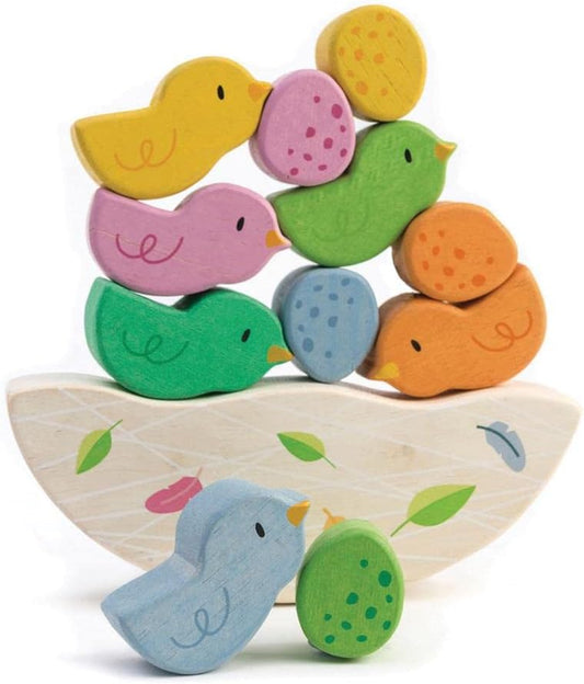 Tender Leaf Toys - Rocking Baby Birds - 12 Piece Balance Toy - STEM Toy - Early Learning to Develop Strategic Thinking and Fine Motor Skills - Wooden Toy Stacker & Balance Educational Game - Age 18M+