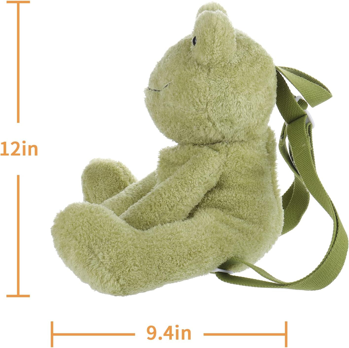 Apricot Lamb Amuseable Green Frog Plush Animal Shaped Backpack Purse, Kids & Adults Fashion Handbag, Toy Hand Bag （12 Inches）