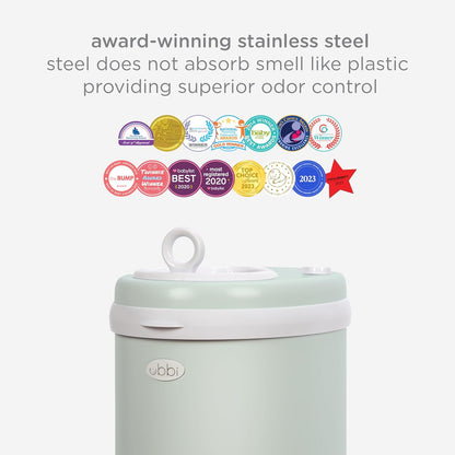 Ubbi Steel Diaper Pail, Odor Locking, No Special Bag Required, Award-Winning, Registry Must-Have, Woodgrain